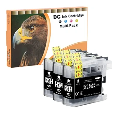Immagine di D&amp;C 3x Nero Cartuccia d&#039;inchiostro compatibile per Brother LC123 XL DCP J132W J152W J552DW MFC J6520DW J4510DW J6920DW J4610DW J470DW J6720DW