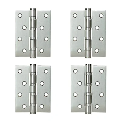 Immagine di LOOTICH Acciaio Inox Cerniera Pesanti Connettori per Porte Interne Cerniere 102 x 76 mm con Battuta Semplice in Legno o Metallo Fino a 80kg (4 Pezzi)