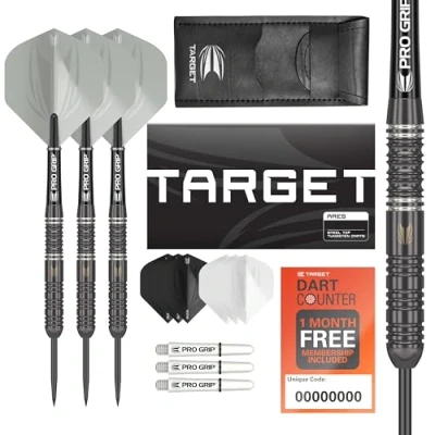 Immagine di Target Darts Ares 22G Set di Freccette con Punta in Acciaio al tungsteno 6 Alberi PRO Grip 9 Voli Ultra Portafoglio Dart Counter App Coupon Bundle
