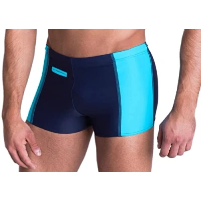 Immagine di Aquarti Calzoncini da Bagno per Uomo Boxer con Tasca, Blu Scuro/Blu, 4XL