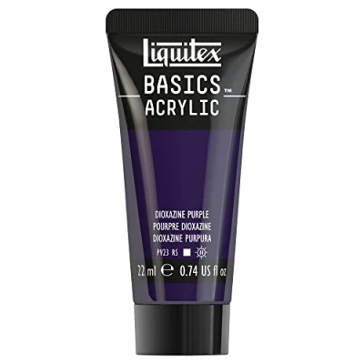 Immagine di LIQUITEX 8870460​ Basics, Pittura Acrilica, Pigmenti per Artisti Monopigmentati, Resistente alla Luce, Durevole nel Tempo, Finitura Satinata, Tubetti da 22 ml, Viola Dioxazine