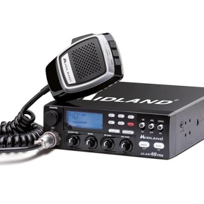 Immagine di Midland ALAN 48 PRO CB, senza licenza, Radio Ricetrasmittente Veicolare Multibanda, Ricetrasmettitore con Microfono 6 Pin, Display LCD Multifunzione, SCAN, Dual Watch, RF Gain.