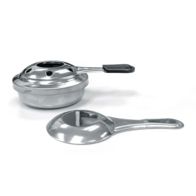 Immagine di HENDI bruciatore per Fonduta, set di 2 pezzi, pasta/gel combustible mini fornello ad alcool, ⌀92x(H)40mm, acciaio inox