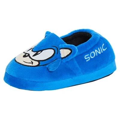 Immagine di Sonic The Hedgehog Pantofole per ragazzi e ragazze bambini 3D peluche slip on muli caldi foderati scarpe da casa, Blu, 31 EU