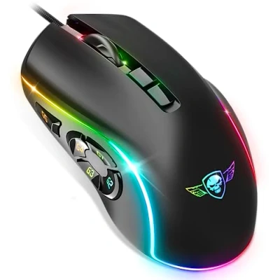 Immagine di Spirit Of Gamer x ELITE M30 Mouse Gaming PC con Filo 10 Pulsanti Programmabili Sensore Ottico da 12800 DPI 13 Effetti di Retroilluminazione RGB Ergonomico Slot per le Dita