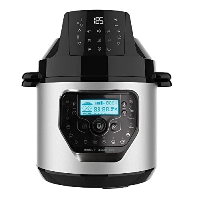 Immagine di Cecotec Pentola programmabile con testa friggitrice ad aria e bilancia GM H Deluxe Fry. Robot da cucina multifunzione, 6 litri, coperchio avanzato, 24h, temperatura regolabile, 02036