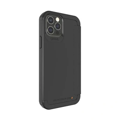 Immagine di Gear4 Wembley Flip compatibile con iPhone 12 Pro e Protezione avanzata dagli impatti, tecnologia D3O integrata, cover protettiva per telefono trasparente, 702006041