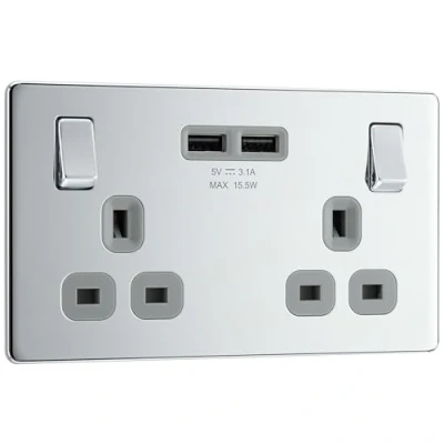 Immagine di Portatile Polished Chrome Screwless Grey Insert