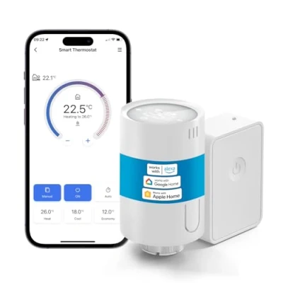 Immagine di Meross Termostato intelligente per termosifone con starter kit, controllo del riscaldamento, facile installazione fai da te, compatibile Apple HomeKit, Alexa, Google Home, SmartThings