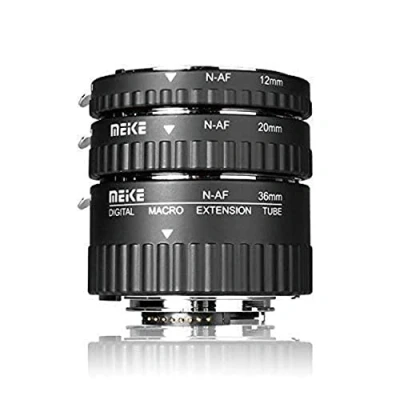 Immagine di Meike MK N AF1 A Macro Electronic Mount Auto Foucs Metal Extension Tube Adapter For Nikon DSLR Camera D80 D90 D300 D300SD800 D3100 D3200 D5000 D51000 D5200 D7000 D7100 etc
