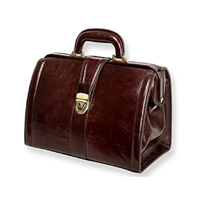Immagine di GIMA Borsa Valigetta cuoio Fiore, con fondo rigido, tasche comode e capienti, serratura TUC brunita, marrone, 27120