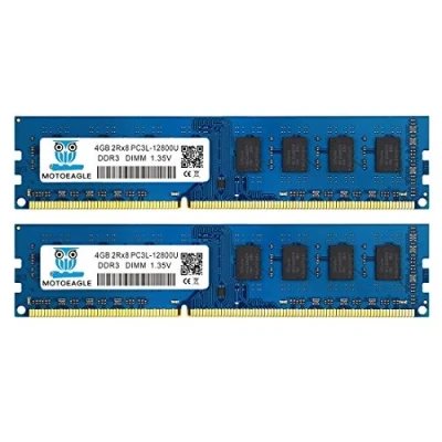 Immagine di Motoeagle 4GB 2Rx8 PC3 PC3L 12800U 8GB Kit (4GBx2) DDR3 DDR3L 1600 MHz UDIMM 1.35V/1.5V 240 Pin Memoria Desktop