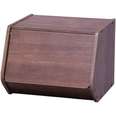 Immagine di Iris Ohyama, Armadio con porta Runner/scatola portaoggetti in legno/mobili laterali/armadietto portaoggetti/scatola impilabile, Moderno, Design, Ufficio, Casa Stack Box STB 400D Marrone