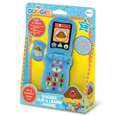 Immagine di Hey Duggee Giocattoli, Flip &amp; Learn, telefono giocattolo per bambini, aiuta lo sviluppo del bambino, l&#039;apprendimento, la risoluzione dei problemi, comunicazione, coordinazione occhio mano e le