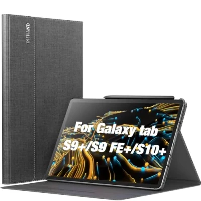 Immagine di INFILAND Custodia per Samsung Galaxy Tab S10+ Plus/S9 FE+/S9+ Plus 12.4 pollici 2024/2023 Release, Supporto Multi angolo, Funzione di auto sveglia/sonno, Grigio