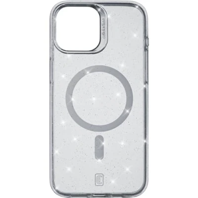 Immagine di cellularline Sparkle Mag iPhone 15 Custodia Trasparente con Finishing Glitterato Compatibile Ecosistema MagSafe Bordi, Tasti e Connettori Protetti Rosso