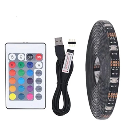 Immagine di striscia LED RGB USB,5M 30leds/m Nero PCB DC 5V 5050 Colore Light con telecomando 24Key per TV Illuminazione di fondo,Luce nastro,Cucina a Decor Nastro Strip