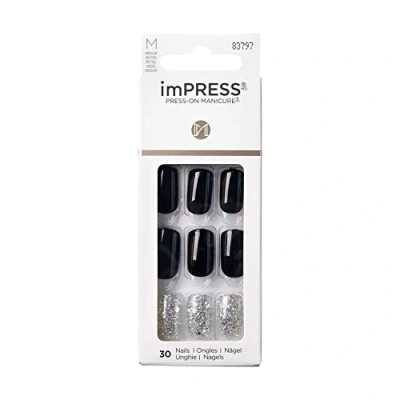Immagine di KISS ImPRESS Manicure a pressione, Destiny, quadrata di media lunghezza, con tecnologia PureFit, include tampone preparazione, mini lima, bastoncino per cuticole e 30 unghie finte