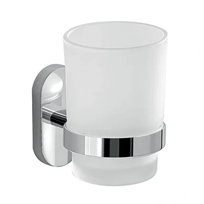 Immagine di GEDY G Febo Portaspazzolini da bagno cromato, Misure e peso: 10,5X6,8X10 CM &amp; 0,308 KG, in acciaio inox Cromall®, Fissabile con colla, Design R&amp;S Gedy, 2 anni di garanzia