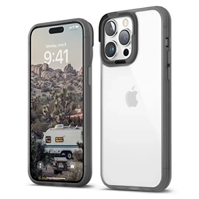 Immagine di elago Cover Trasparente Dual Compatibile con iPhone 14 Pro Max Custodia Case(6.7&quot;), PC+TPU Tecnologia Ibrida, Anti Ingiallimento, Cristallina, Paraurti Antiurto, Protezione Completa Corpo (Nero)