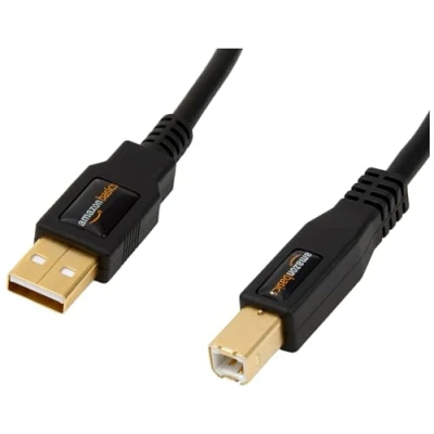 Immagine di Amazon Basics Cavo 2.0 USB A maschio/maschio B (4.8 m), Nero, per Personal computer
