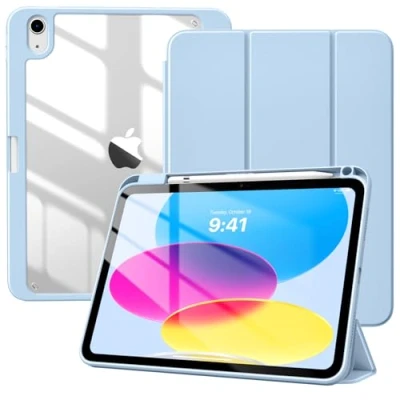 Immagine di TiMOVO Custodia Compatibile con iPad 10 Generazione 10,9&quot; 2022, Smart Cover Pencil Holder, Sottile a Tre Ante, Auto Sveglia/Sonno, Rosa Trasparente