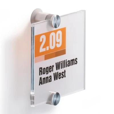 Immagine di Durable 482019 Crystal Sign, Targa Fuoriporta, Acrilico, Fissaggio con Viti, 105x105 mm, Trasparente