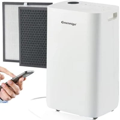 Immagine di Greenmigo Deumidificatore 25L/24h,Deumidificazione Smart Adatto fino a 70m2,WiFi,Ionizzatore,Filtro Hepa Filtro e ai Carboni Attivi,Scarico Continuo,Serbatoio 4.5 Litri,Timer(ALPHA Q25 Pro WiFi)