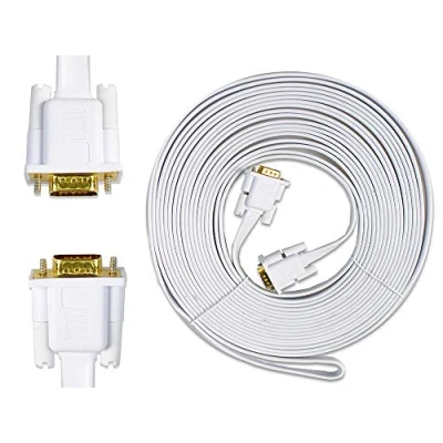 Immagine di Vetrineinrete® Cavo prolunga vga Maschio 15 Pin 24k da 1,5 3 5 e 10 Metri per Monitor pc Computer TV Video Piatto (10 mt) D84
