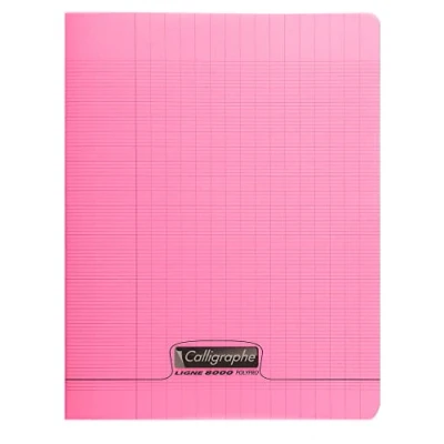 Immagine di Clairefontaine Rif 18121C Quaderno con graffette in PP (96 pagine) Formato A5+, carta velina superfine 90 g/m², Copertina polipropilene, rigatura Séyès rosa