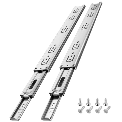 Immagine di Aolisheng, guide per cassetti con cuscinetti a sfera in metallo, 600 mm, materiale acciaio inox, capacità di carico: 45 kg (1 paio)
