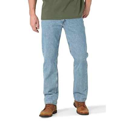 Immagine di Wrangler, Jeans Authentics da uomo classici in cotone, con 5 tasche, vestibilità regular., 42W x 28L