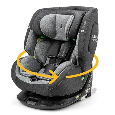 Immagine di Osann One360 iSize, seggiolino auto per bambini girevole a 360 gradi, 40 150cm(Gruppo 0 + 1/2/3, 36 kg), ca. 12 anni Universe Grey