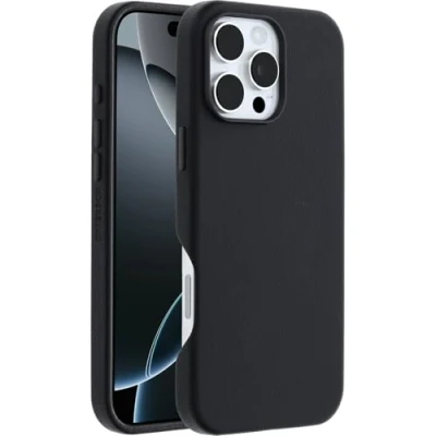 Immagine di OtterBox Symmetry Series Cactus Leather MagSafe custodia per iPhone 16 Pro Max, protettiva sottile antiurto, a prova di caduta, testata 3x vs norme MIL STD 810G, Nero