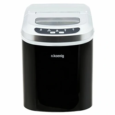 Immagine di H.Koenig Macchina del ghiaccio KB12, 12 kg in 24 ore, 2 formati di cubetti, automatico, compatto, silenzioso, serbatoio 2,2 L, cubetti pronti 6 min, paletta per ghiaccio, nero, 100W