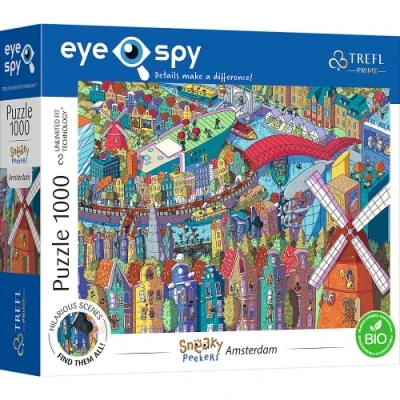 Immagine di Trefl 1000 Elementi, Scene Divertenti, Cartoncino più Spesso, BIO, EKO, Intrattenimento per Adulti e Bambini dai 12 Anni in su Puzzle, Colore Spy Sneaky Peakers: Amsterdam, Paesi Bassi, 10710