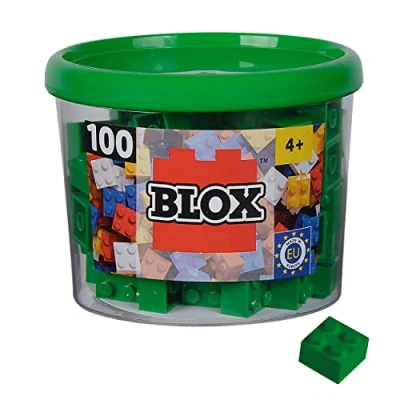 Immagine di Simba Bausteine Blox, 100 mattoncini verdi per bambini dai 3 anni in su, confezione da 4 pezzi, di alta qualità, completamente compatibili con molti altri produttori, Verde
