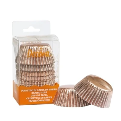 Immagine di DECORA, 0339795 Pirottini Rose Gold, Comodissimi per Cuocere, Presentare e Regalare Muffin, Resistono fino a 180, In comodo Blister