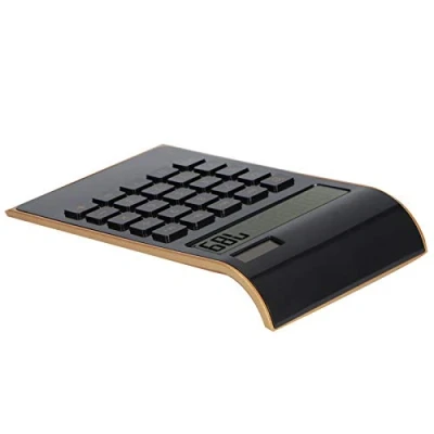 Immagine di Calcolatrice, 10 Cifre Calcolatrice a Pulsanti Grandi Solare da Tavolo con Ampio Display LCD Pulsante Sensibile per L&#039;ufficio Domestico(Nero)