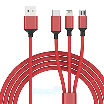 Immagine di MTAKYI Cavo USB Multiuso 3m Nylon 3 in 1 Si Ricarica Universale Micro Tipo C Per iPhone 15 14 13 12 11 XR XS 8 7 Android Galaxy S10 S9 S8 A5 J5,Huawei,Honor,Xiaomi,Sony,LG,Kindle