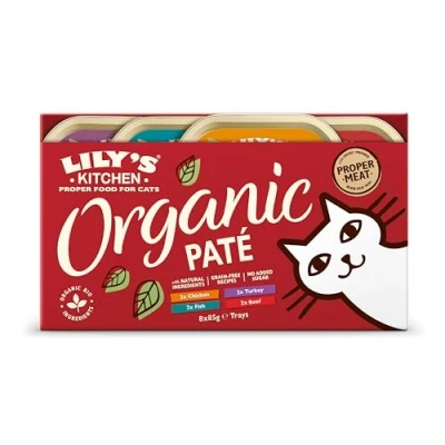 Immagine di Lily&#039;s Kitchen Preparato con ingredienti naturali Cibo umido per gatti adulti Multipack vaschette di paté biologico Ricette prive cereali 4 confezioni x 8 85g