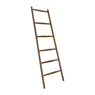 Immagine di Navaris Scala Portasciugamani 6 Pioli Scaletta Legno Noce Marrone Scuro 170x56x3cm Scalda Salviette Decorativo Bagno Porta Asciugamani Verticale