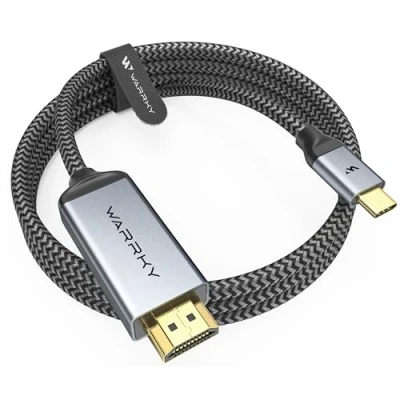 Immagine di WARRKY Cavo da USB C a HDMI 4K, [Spine Placcate in Oro] Compatibile con Thunderbolt 3/4, MacBook Pro/Air, iMac,iPad Pro/Air,Surface Pro/Go,Galaxy S23