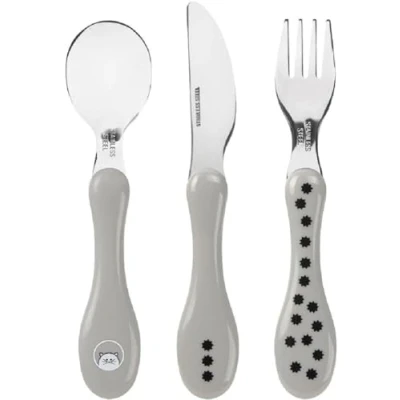 Immagine di LÄSSIG Set di Posate per Bambini 3 Pezzi Cucchiaio Forchetta Coltello Manico in Plastica Acciaio Inossidabile/Cutlery Pcs Little Chums Cat