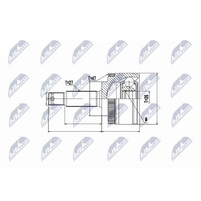 Immagine di NTY NPZ KA 358 Kit Giunto Omocinetico Assale anteriore, lato ruota con anello sensore ABS