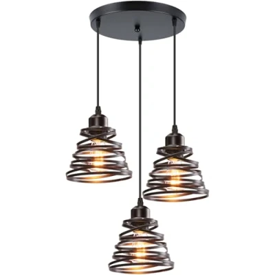 Immagine di iDEGU 3 Luci lampadario a Sospenosione Moderno Lampada da Soffitto Creativo Design Fasce Intrecciate E27 Sospensione Vintage per Camera Letto Soggiorno Cucina (15cm, Nero, Piatto)