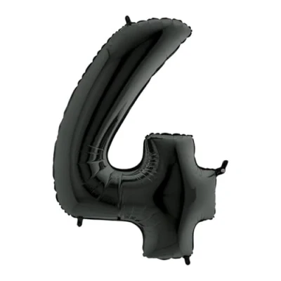 Immagine di Palloncino numerale maxi megaloon foil balloon mylar (1mt, 40&quot;) numero 4, nero