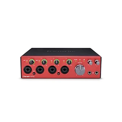 Immagine di Focusrite Clarett+ 4Pre, interfaccia audio USB per musicisti, qualità studio Registrazioni di alta qualità: quattro preamplificatori microfonici a basso rumore e distorsione, suoni realistici