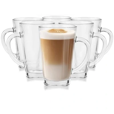 Immagine di Glasmark Krosno Latte Macchiato Set di 6 bicchieri da tè con manico, dessert per acqua, caffè e vin brulé, x 300 ml