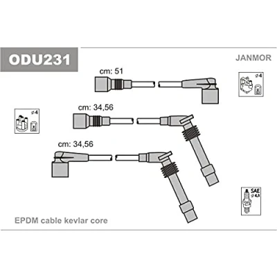 Immagine di JANMOR ODU231 Kit Cavi Accensione OPEL: Astra F CC, Calibra A, Vectra B SW